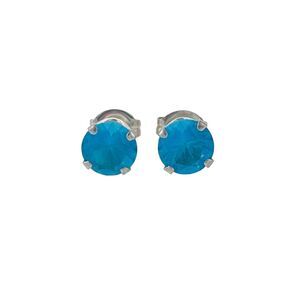 Vintage Sterling Silver 925 6mm Blue Crystal Stud Earrings